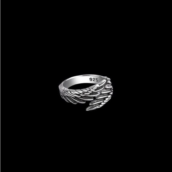 Thai Silver Feather Wings Silver Color Resizable Opening Ring - Picture 1 of 6